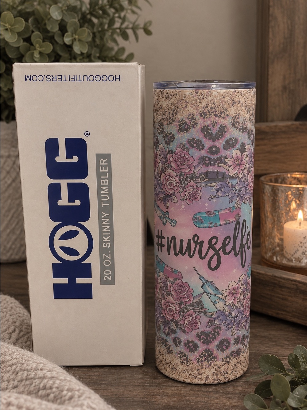 20oz #NurseLife Tumbler | Floral Leopard Nurse Tumbler